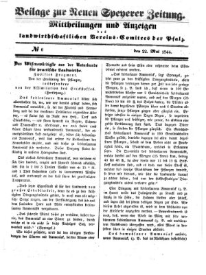 Neue Speyerer Zeitung Mittwoch 22. Mai 1844