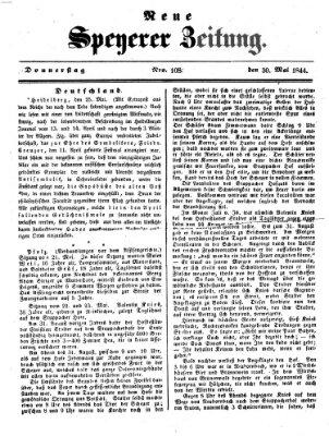 Neue Speyerer Zeitung Donnerstag 30. Mai 1844