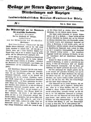 Neue Speyerer Zeitung Sonntag 9. Juni 1844