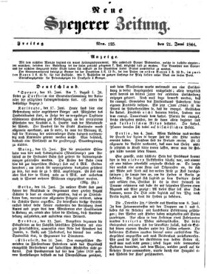 Neue Speyerer Zeitung Freitag 21. Juni 1844