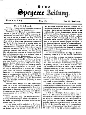 Neue Speyerer Zeitung Donnerstag 27. Juni 1844