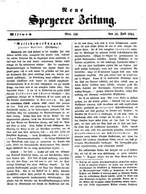 Neue Speyerer Zeitung Mittwoch 10. Juli 1844