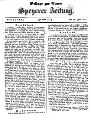 Neue Speyerer Zeitung Donnerstag 18. Juli 1844