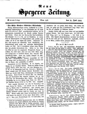 Neue Speyerer Zeitung Sonntag 21. Juli 1844