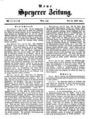 Neue Speyerer Zeitung Mittwoch 24. Juli 1844