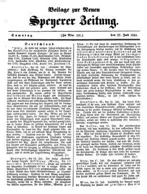 Neue Speyerer Zeitung Samstag 27. Juli 1844