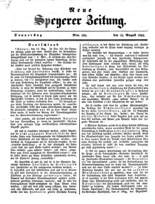 Neue Speyerer Zeitung Donnerstag 15. August 1844