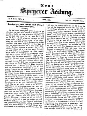 Neue Speyerer Zeitung Donnerstag 22. August 1844