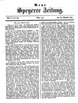 Neue Speyerer Zeitung Mittwoch 28. August 1844