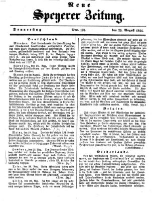 Neue Speyerer Zeitung Donnerstag 29. August 1844