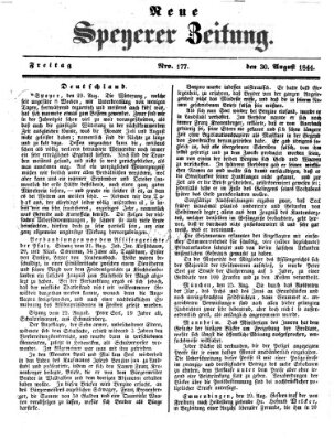 Neue Speyerer Zeitung Freitag 30. August 1844