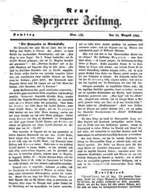 Neue Speyerer Zeitung Samstag 31. August 1844