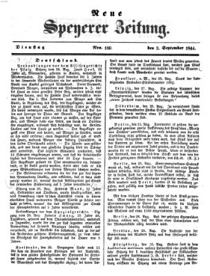 Neue Speyerer Zeitung Dienstag 3. September 1844