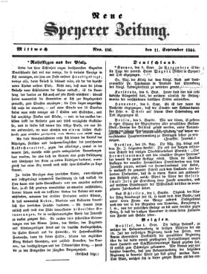 Neue Speyerer Zeitung Mittwoch 11. September 1844