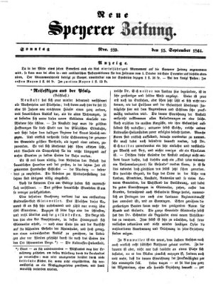 Neue Speyerer Zeitung Sonntag 15. September 1844