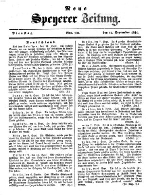 Neue Speyerer Zeitung Dienstag 17. September 1844