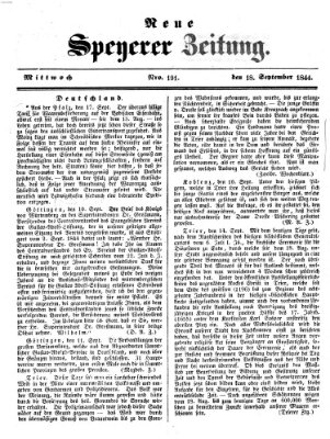 Neue Speyerer Zeitung Mittwoch 18. September 1844