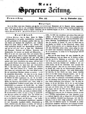 Neue Speyerer Zeitung Donnerstag 19. September 1844