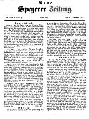 Neue Speyerer Zeitung Donnerstag 3. Oktober 1844