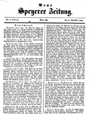 Neue Speyerer Zeitung Dienstag 8. Oktober 1844