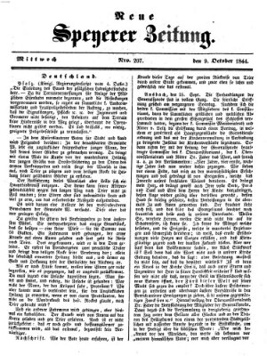 Neue Speyerer Zeitung Mittwoch 9. Oktober 1844