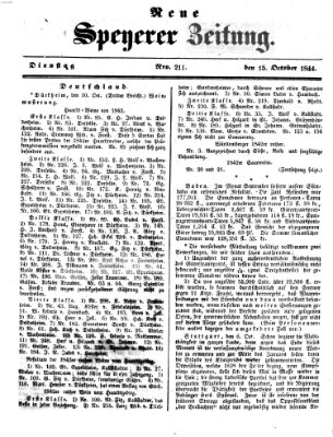 Neue Speyerer Zeitung Dienstag 15. Oktober 1844