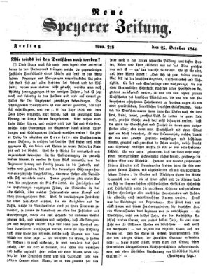 Neue Speyerer Zeitung Freitag 25. Oktober 1844