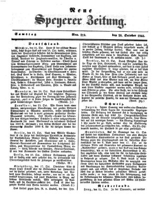 Neue Speyerer Zeitung Samstag 26. Oktober 1844