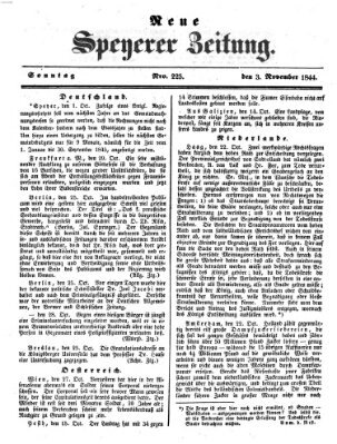 Neue Speyerer Zeitung Sonntag 3. November 1844