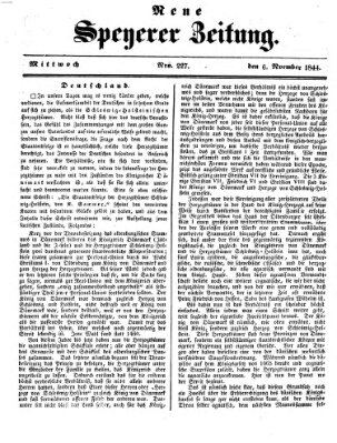 Neue Speyerer Zeitung Mittwoch 6. November 1844