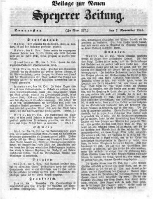 Neue Speyerer Zeitung Donnerstag 7. November 1844