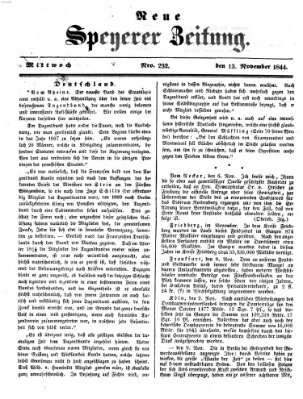 Neue Speyerer Zeitung Mittwoch 13. November 1844