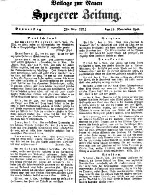 Neue Speyerer Zeitung Donnerstag 14. November 1844