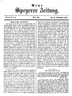 Neue Speyerer Zeitung Samstag 16. November 1844