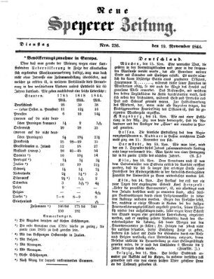 Neue Speyerer Zeitung Dienstag 19. November 1844