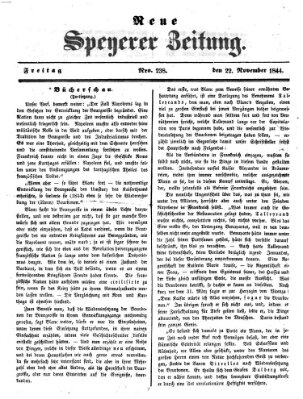 Neue Speyerer Zeitung Freitag 22. November 1844