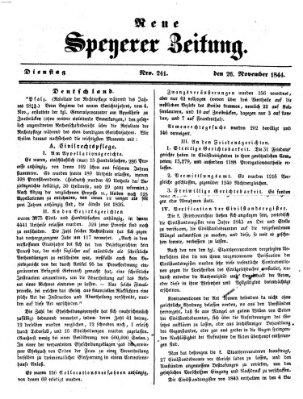 Neue Speyerer Zeitung Dienstag 26. November 1844