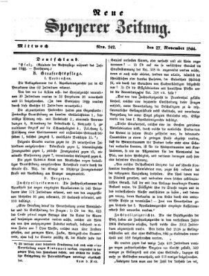 Neue Speyerer Zeitung Mittwoch 27. November 1844