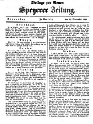 Neue Speyerer Zeitung Donnerstag 28. November 1844