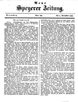 Neue Speyerer Zeitung Dienstag 3. Dezember 1844