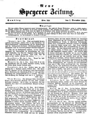 Neue Speyerer Zeitung Samstag 7. Dezember 1844