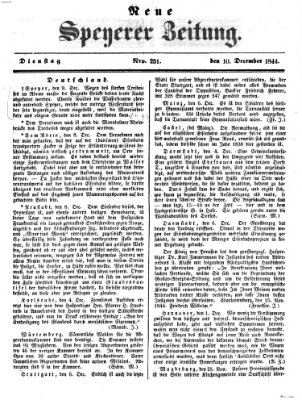 Neue Speyerer Zeitung Dienstag 10. Dezember 1844