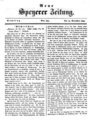 Neue Speyerer Zeitung Samstag 14. Dezember 1844