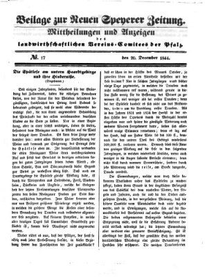 Neue Speyerer Zeitung Freitag 20. Dezember 1844