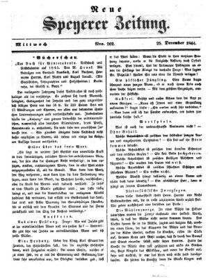 Neue Speyerer Zeitung Mittwoch 25. Dezember 1844