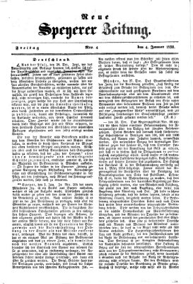 Neue Speyerer Zeitung Freitag 4. Januar 1850