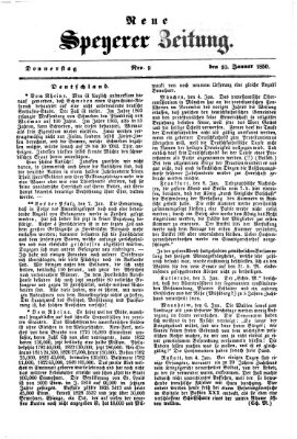 Neue Speyerer Zeitung Donnerstag 10. Januar 1850