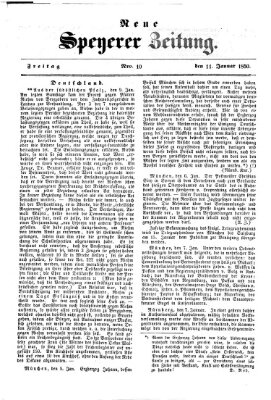 Neue Speyerer Zeitung Freitag 11. Januar 1850