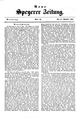 Neue Speyerer Zeitung Sonntag 13. Januar 1850