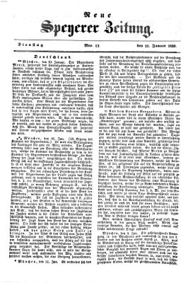 Neue Speyerer Zeitung Dienstag 15. Januar 1850